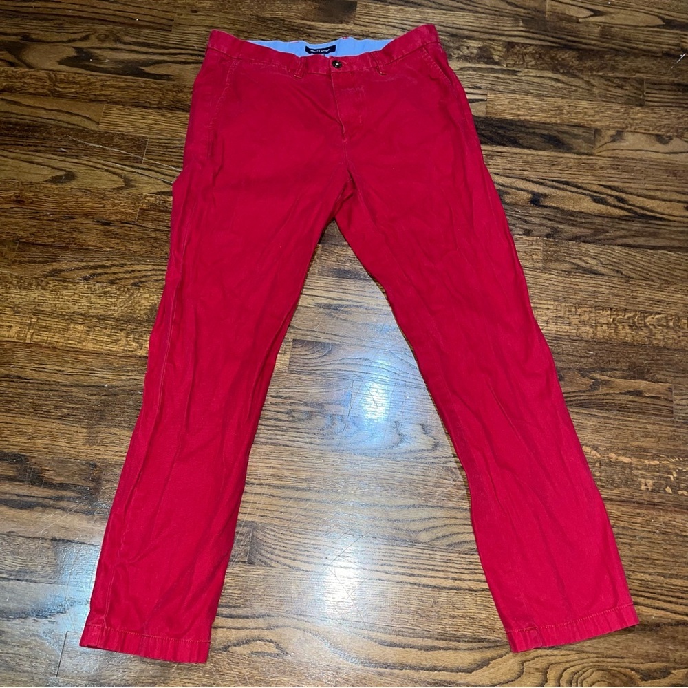 TOMMY HILFIGER MENS PANTS FLAT FONT CHINO PANTS TROUSERS RED SIZE 34x32